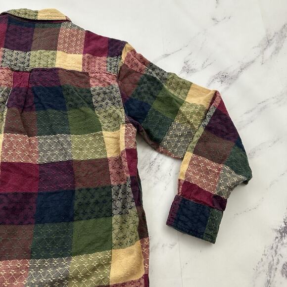 Angelique Womens Vintage 90s Plaid Top Size S Blue Purple Plaid Layered - Picture 10 of 12